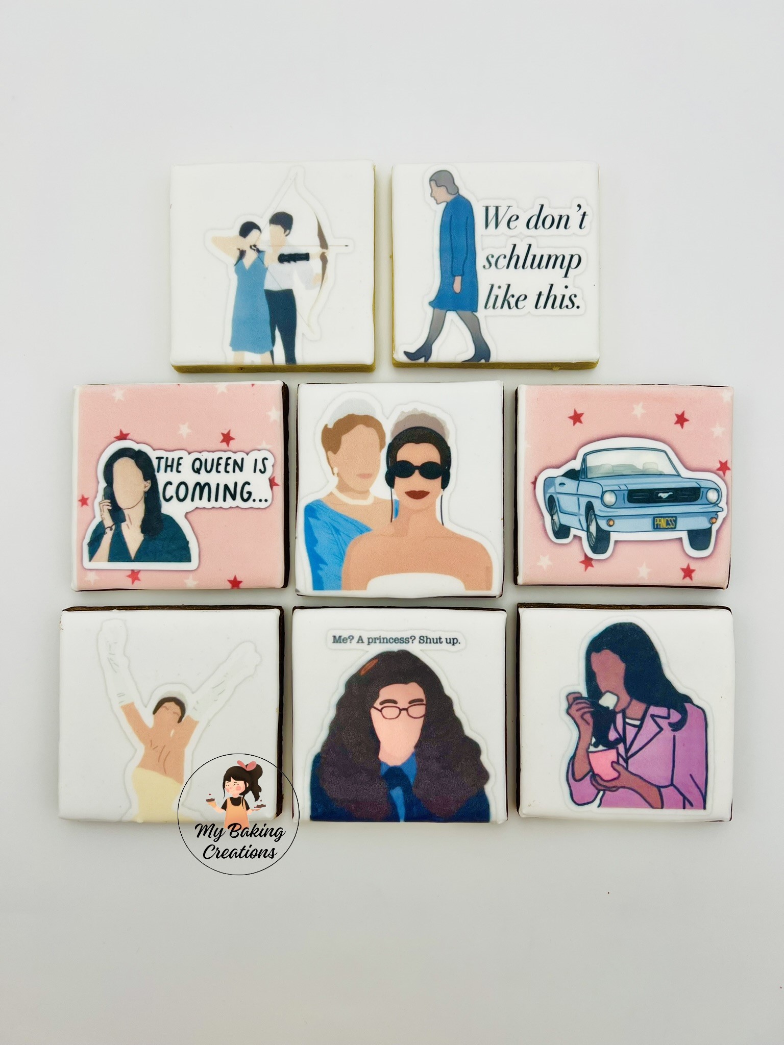 Custom printed Princess Diary themed cookies Bay Area